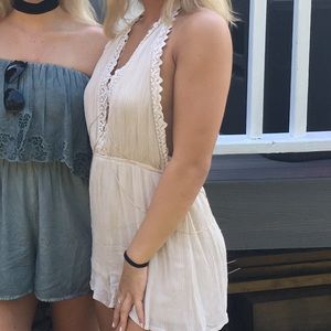 Kendall and Kylie beige halter romper